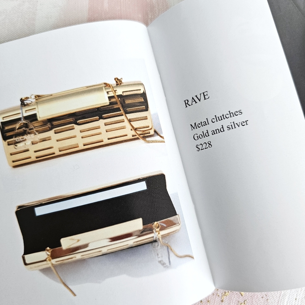Rave Gold Metallic Clutch By Glass Handbag Luxury Lightning Minimalist Clutch - Picture 5 of 14